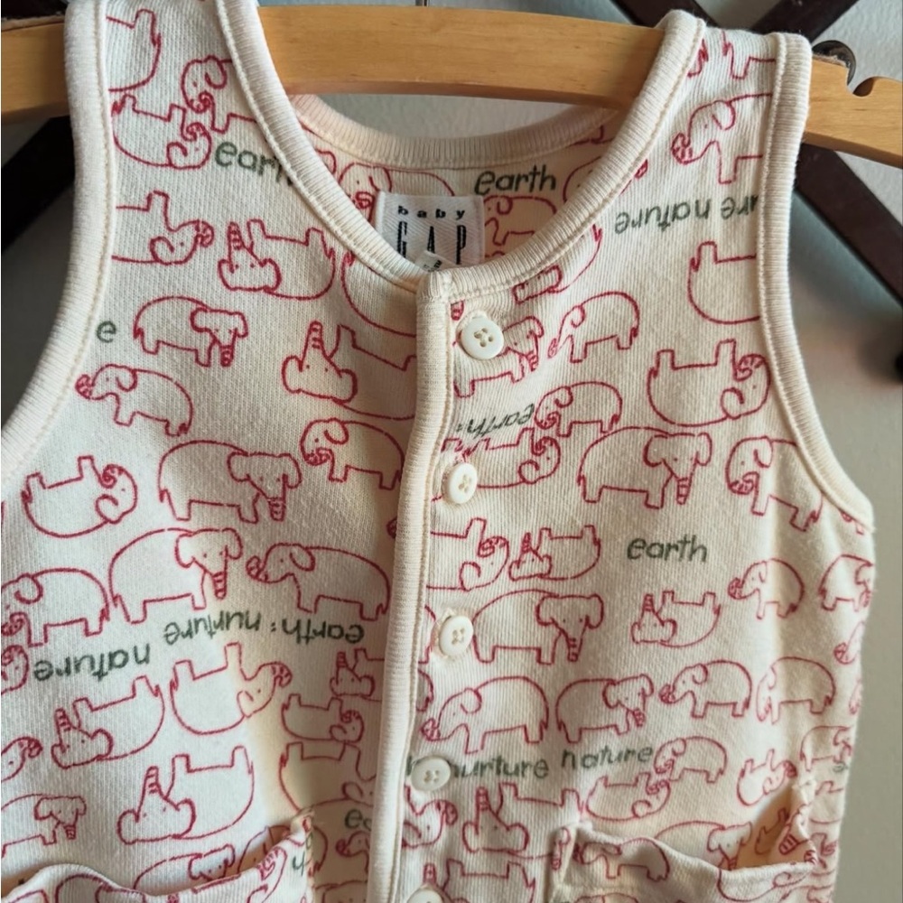 Vintage Baby Gap Elephant Print Tank Onesie - Picture 3 of 4